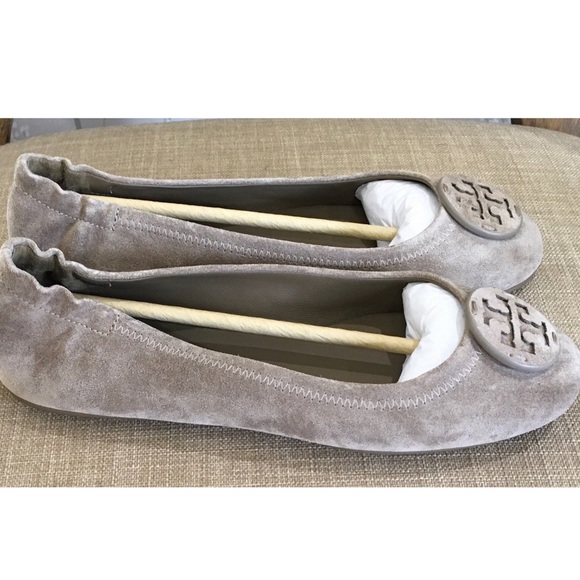 Tory Burch Minnie Suede Leather Travel Ballet Flat, Rocky Pebble - Picture 4 of 14